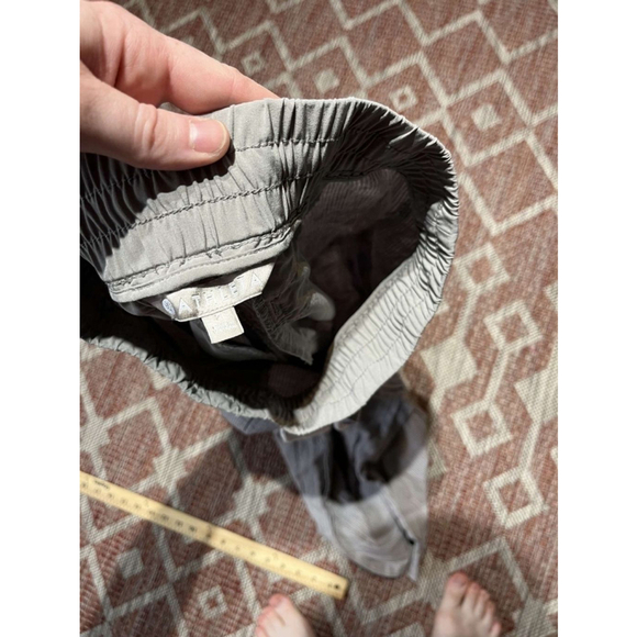 Athleta Stripe Bali Linen Trouser Pant Gray Straight Leg Pockets Size 2 - Picture 3 of 4